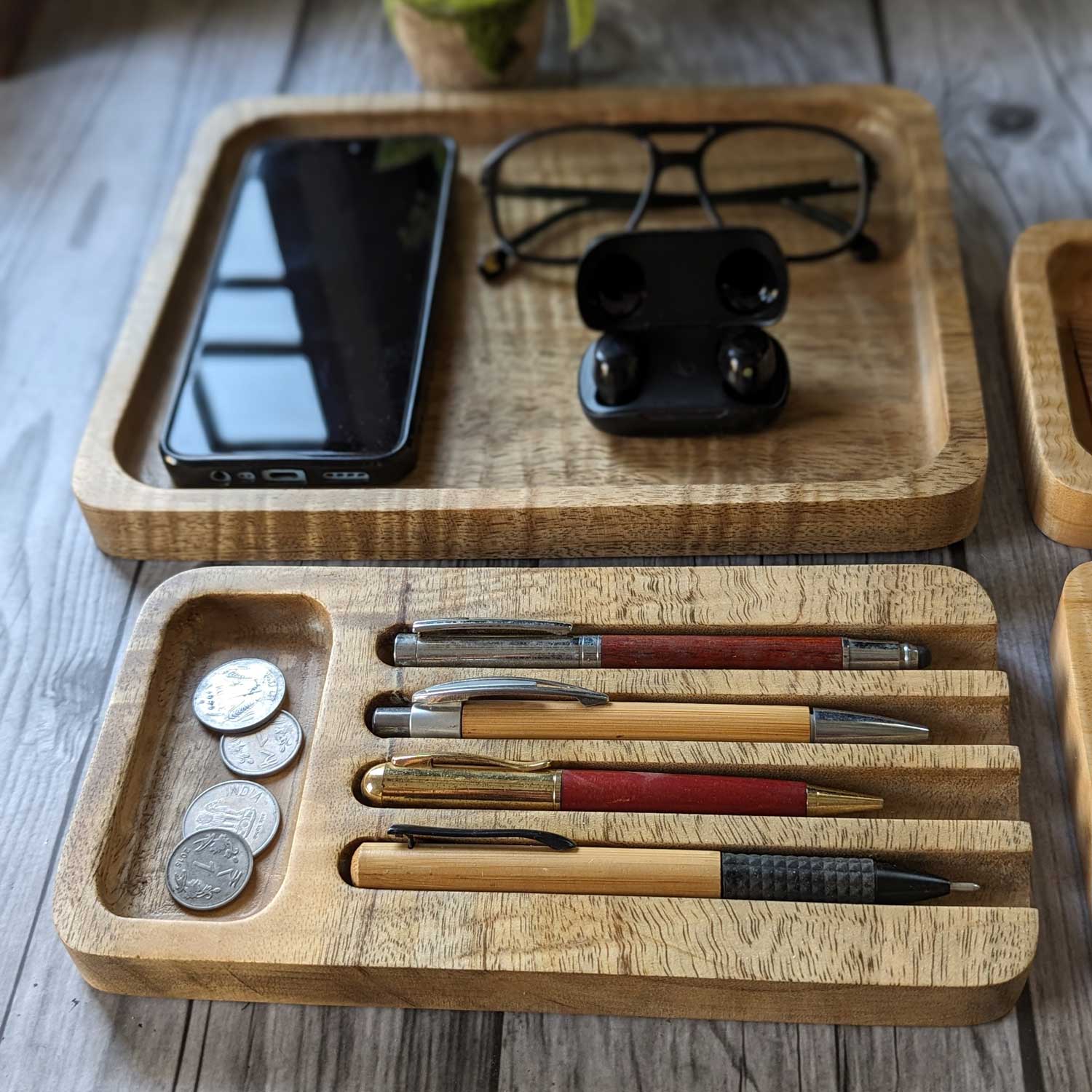 Woodgeek Versatile Wooden Desk Tray Set of 4 - Image 4