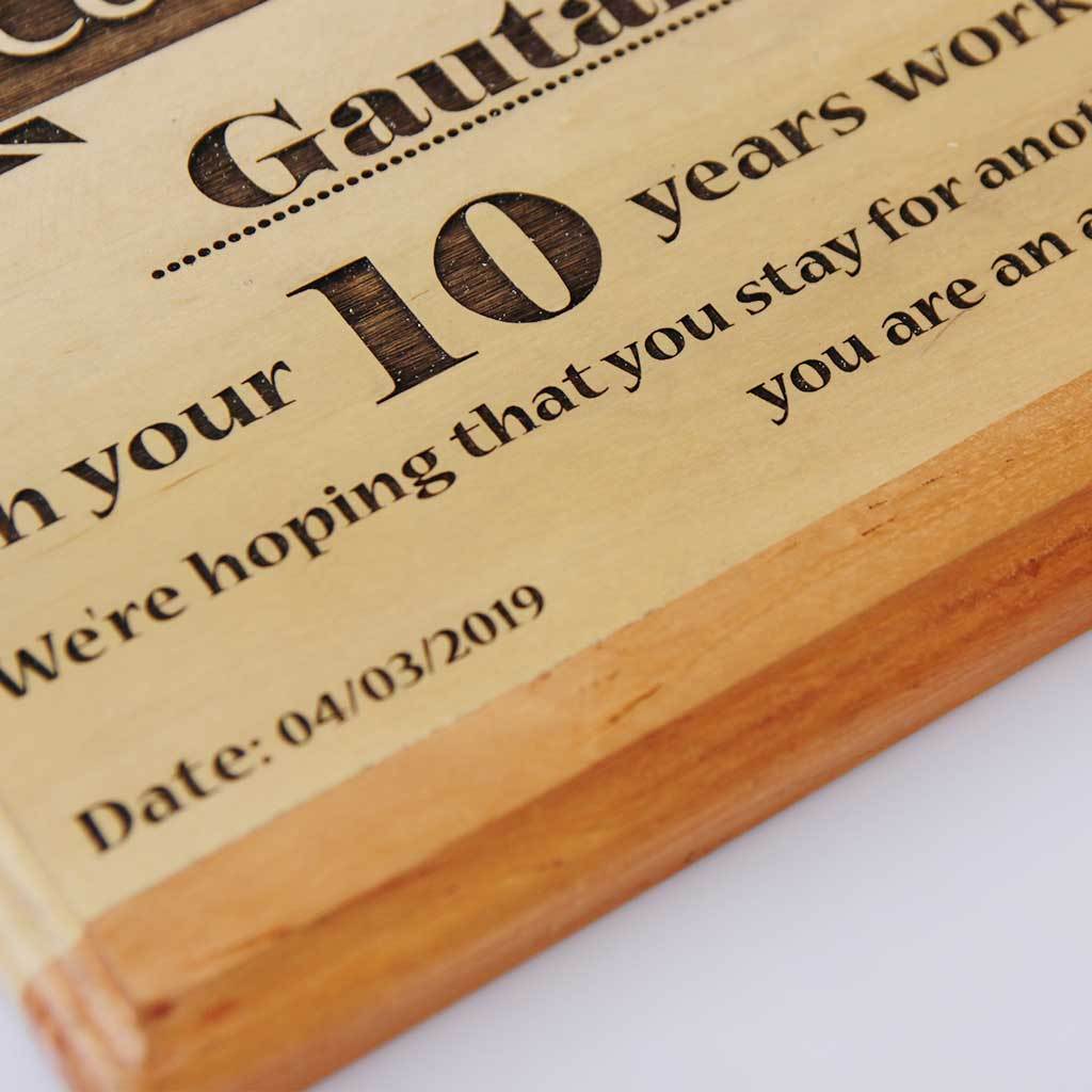 Work Anniversary Wooden Award Plaque - Image 4