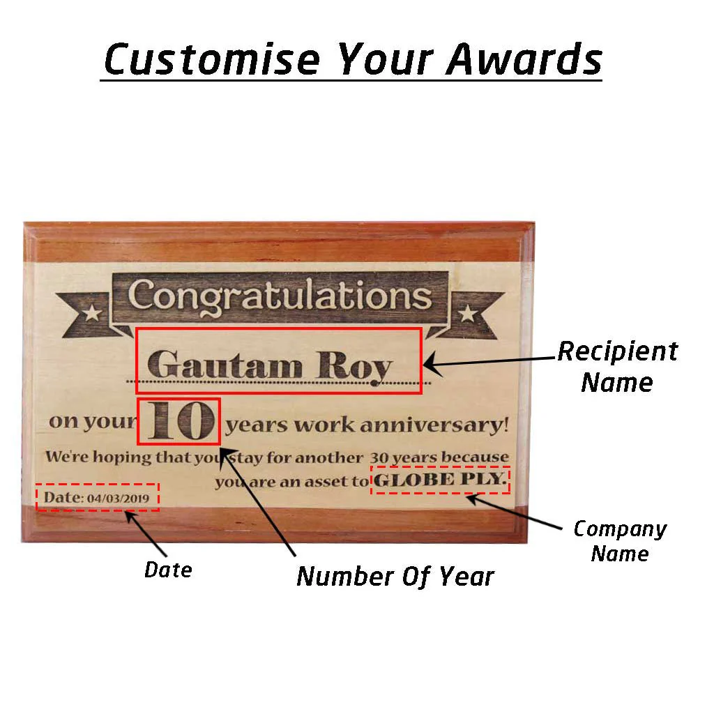 Work Anniversary Wooden Award Plaque - Image 6
