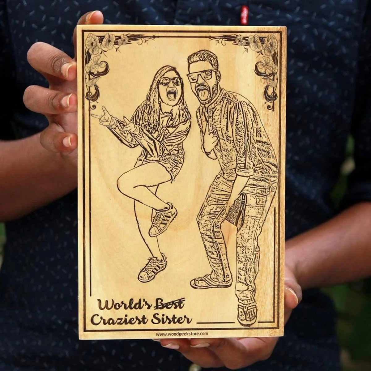 World's Best / Craziest Sister Custom Engraved Wooden Frame