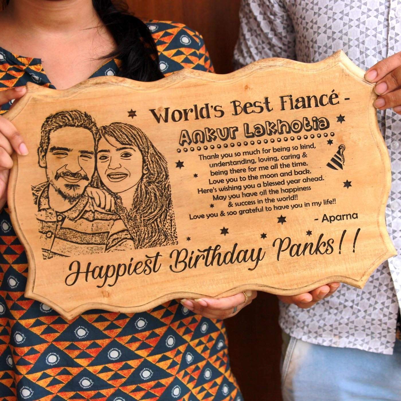 World's Best Fiancé Photo Engraved Wooden Certificate