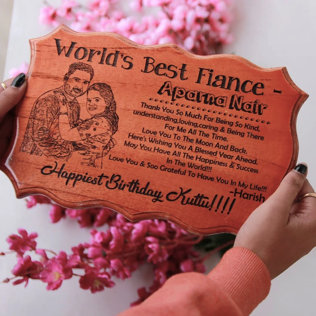 World's Best Fiancé Photo Engraved Wooden Certificate - Image 2
