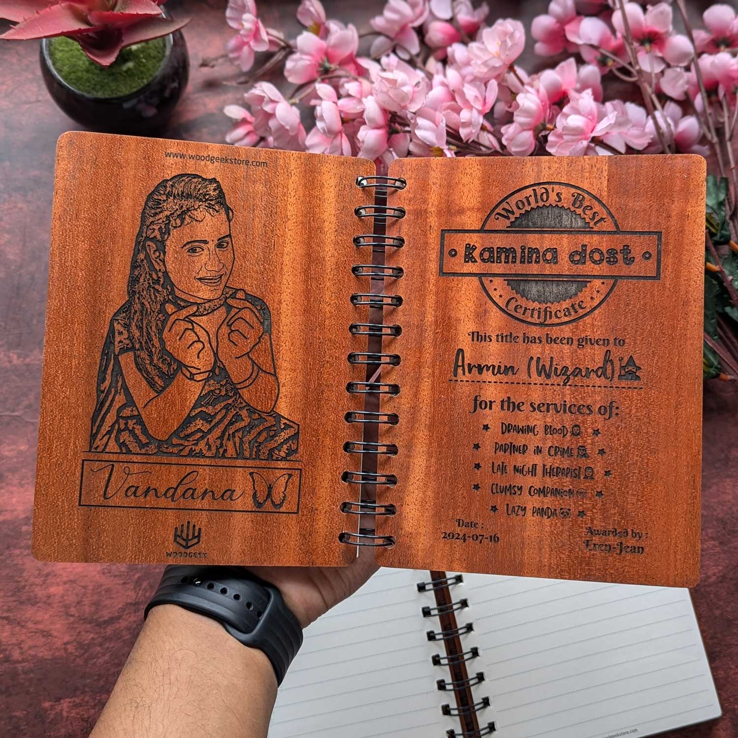 World's Best Kamina Dost - Funny Personalized Wooden Notebook For Friends - Image 4
