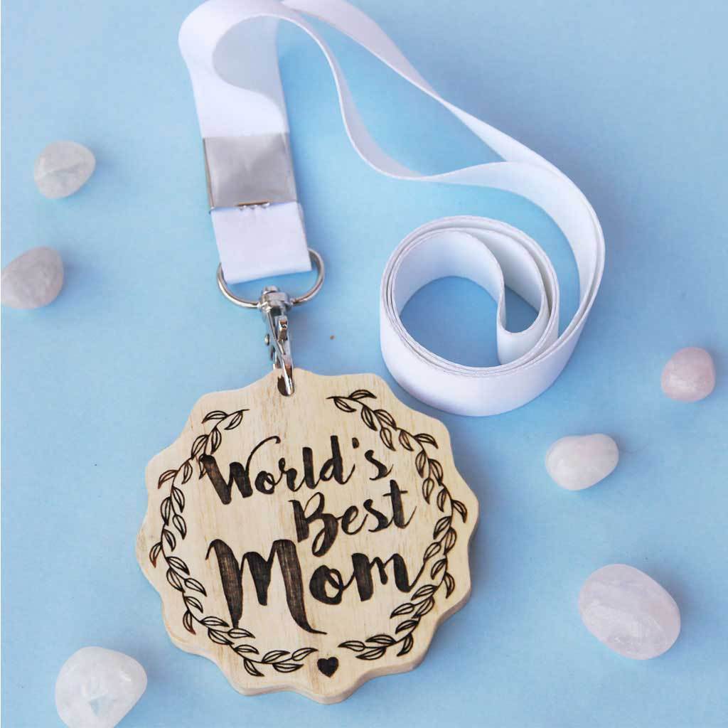 World's Best Mom Wooden Medal