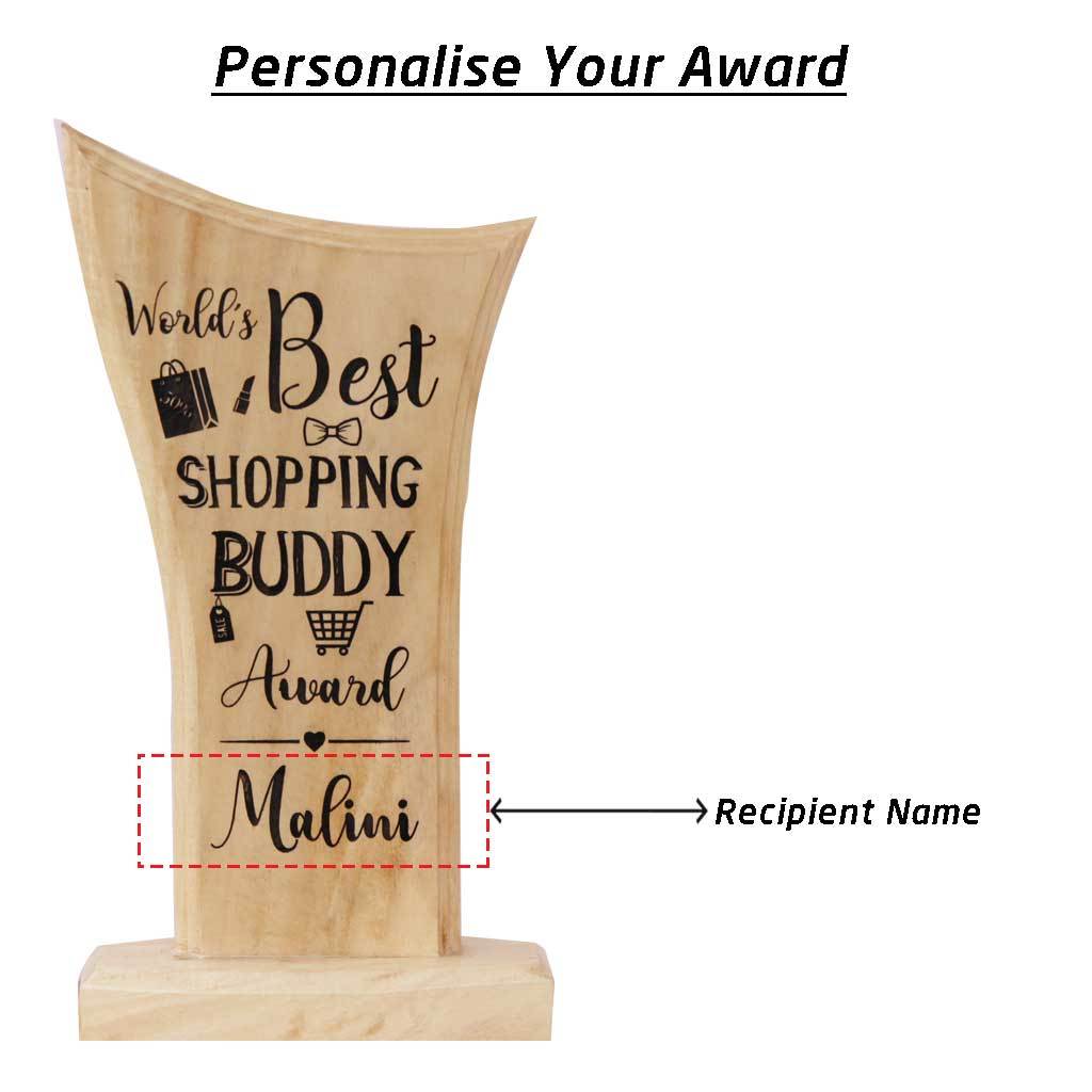 World's Best Shopping Buddy Wooden Trophy & Award - Image 4