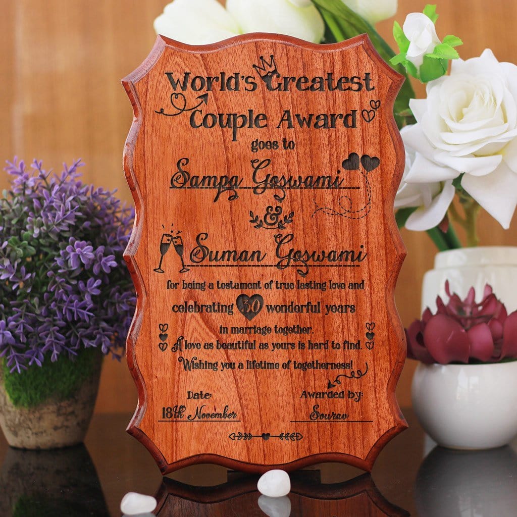 World's Greatest Couple Wooden Certificate
