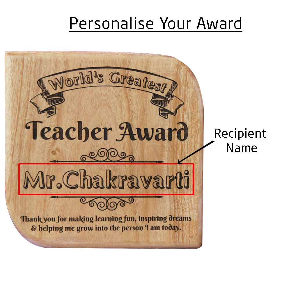 World's Greatest Teacher Wooden Award Plaque - Image 5