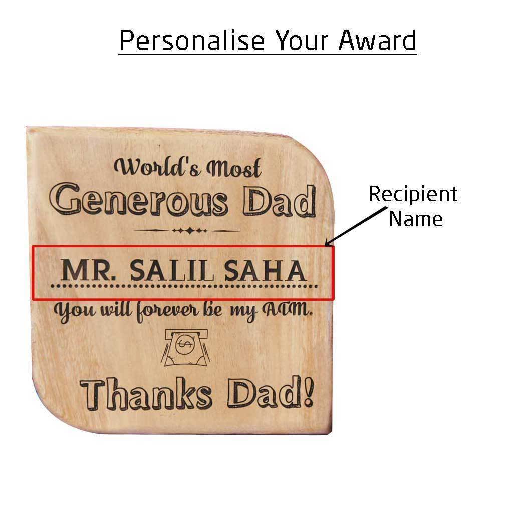 World's Most Generous Dad Wooden Award Plaque - Image 4