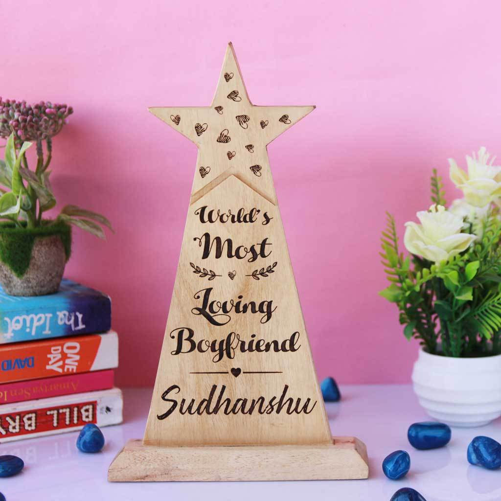 World's Most Loving Boyfriend Wooden Trophy & Award