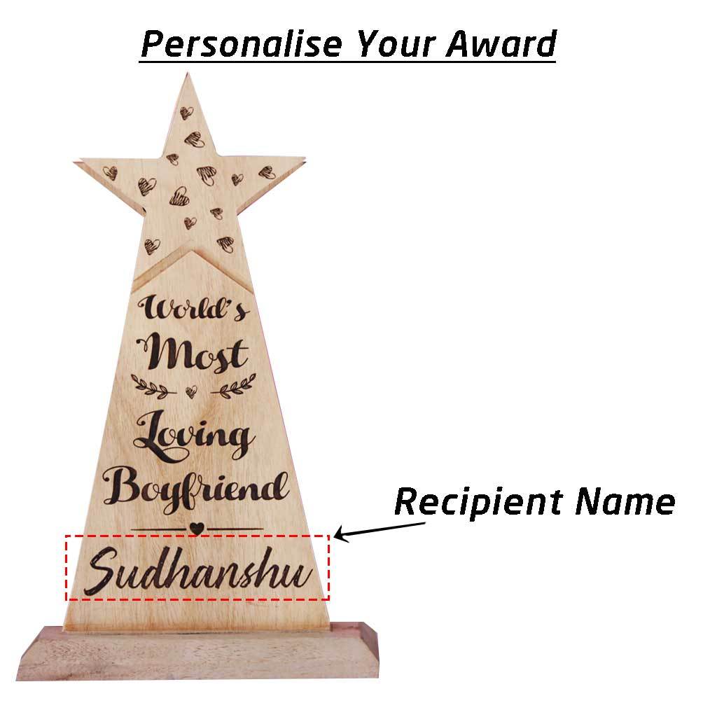 World's Most Loving Boyfriend Wooden Trophy & Award - Image 4