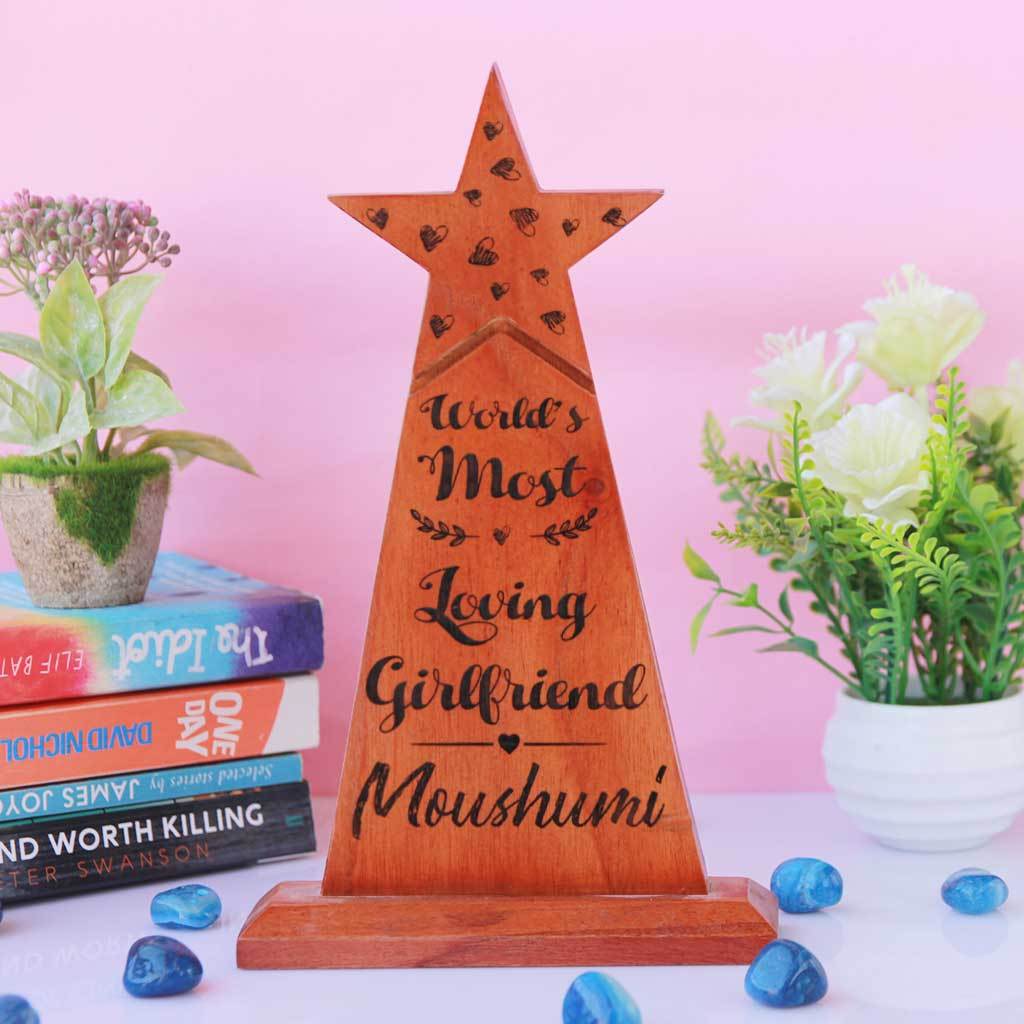 World's Most Loving Girlfriend Wooden Trophy & Award