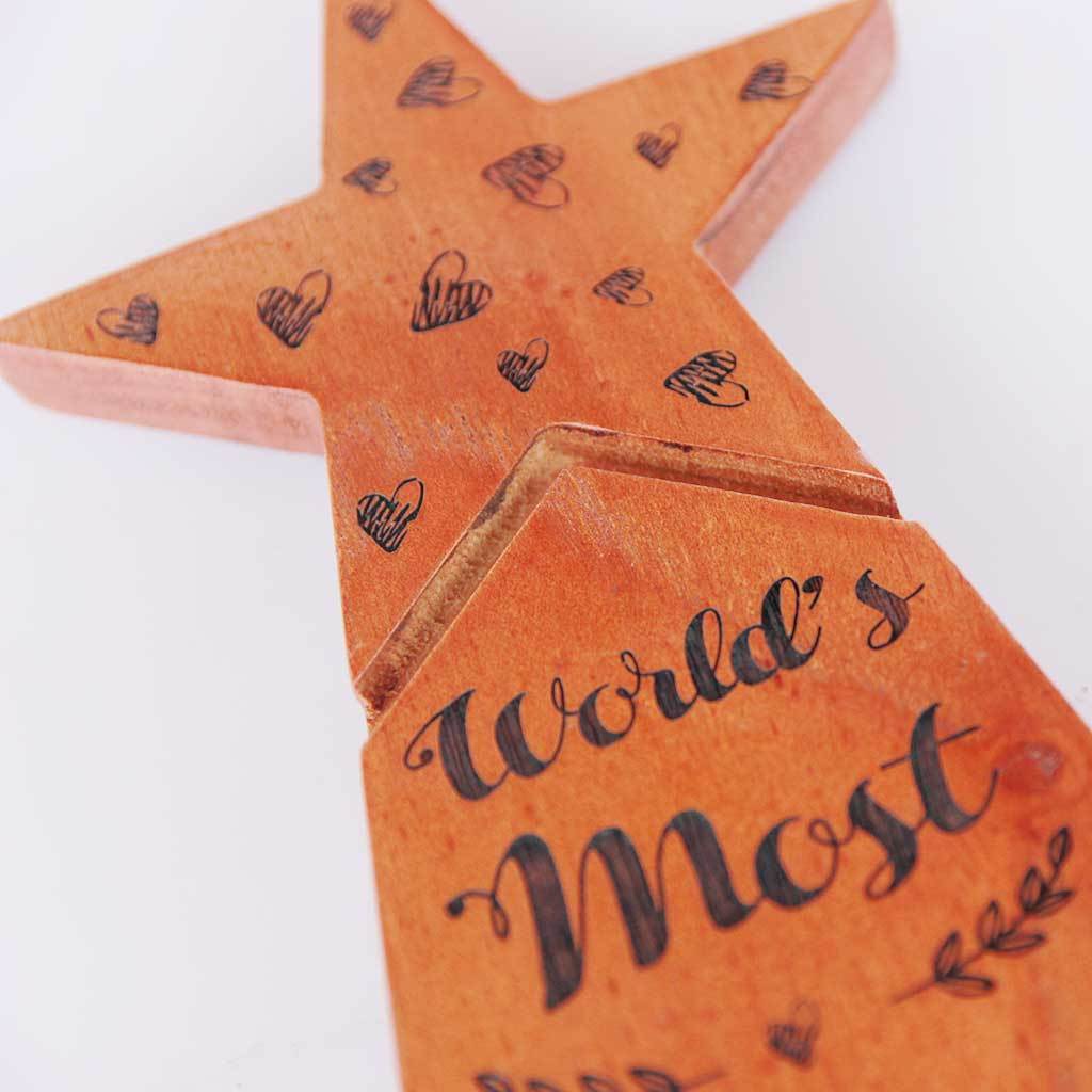 World's Most Loving Girlfriend Wooden Trophy & Award - Image 2