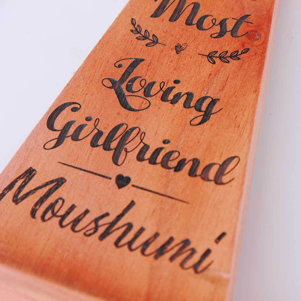 World's Most Loving Girlfriend Wooden Trophy & Award - Image 3