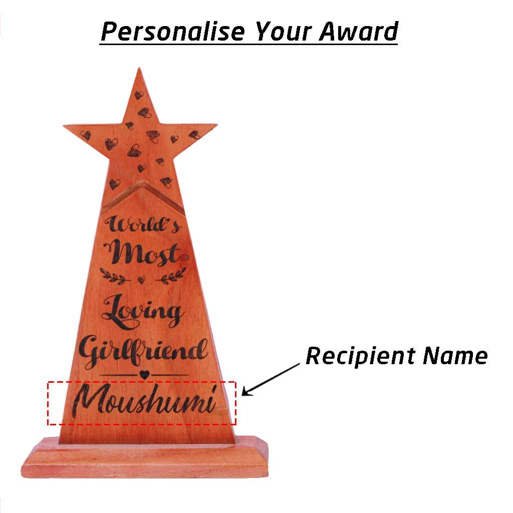 World's Most Loving Girlfriend Wooden Trophy & Award - Image 4