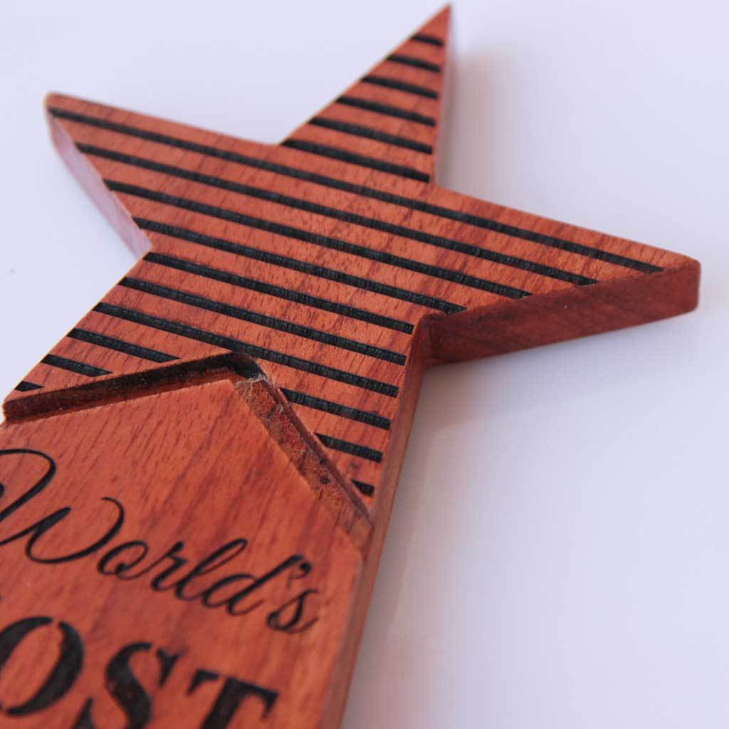 World's Most Overprotective Dad Wooden Star Trophy - Image 5