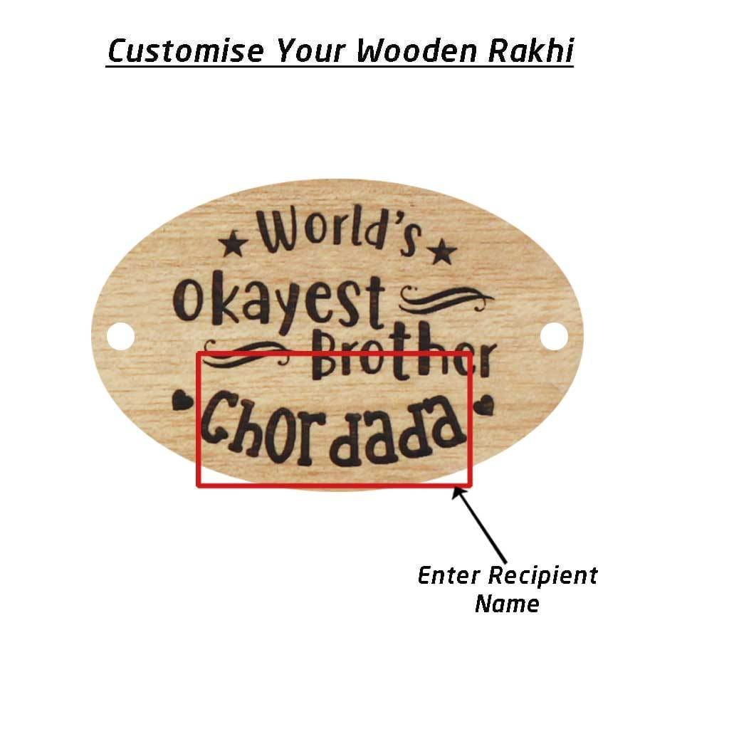 World's Okayest Brother Personalised Wooden Rakhi & Greeting Card - Image 5