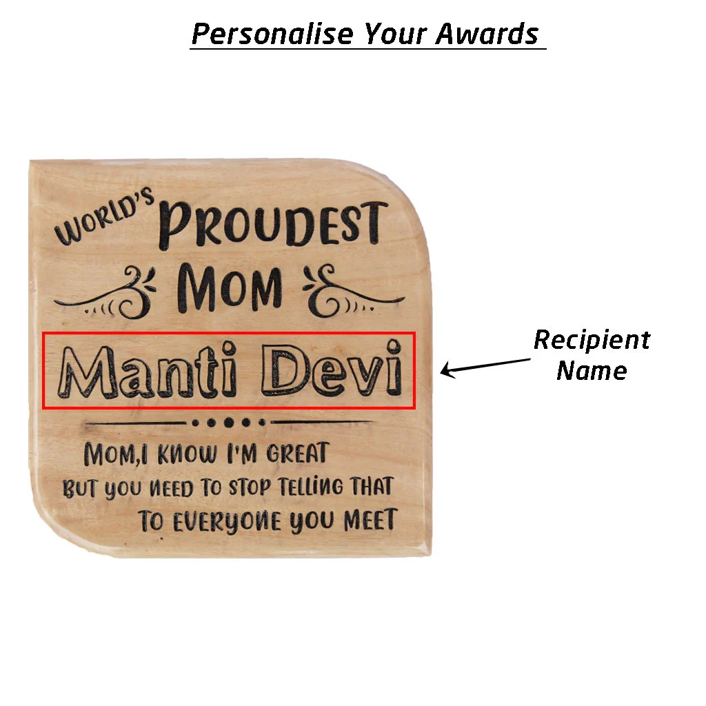 World's Proudest Mom Wooden Award Plaque - Image 4