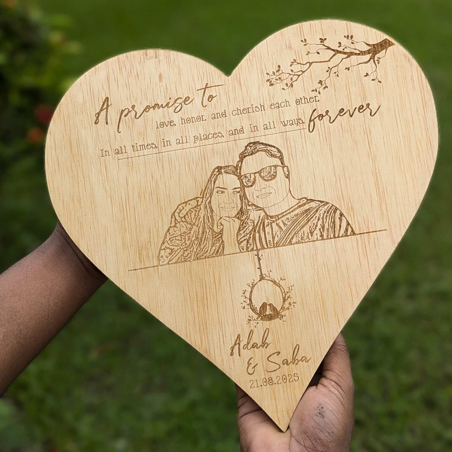 Forever & Always Custom Engraved Wooden Frame - Image 3