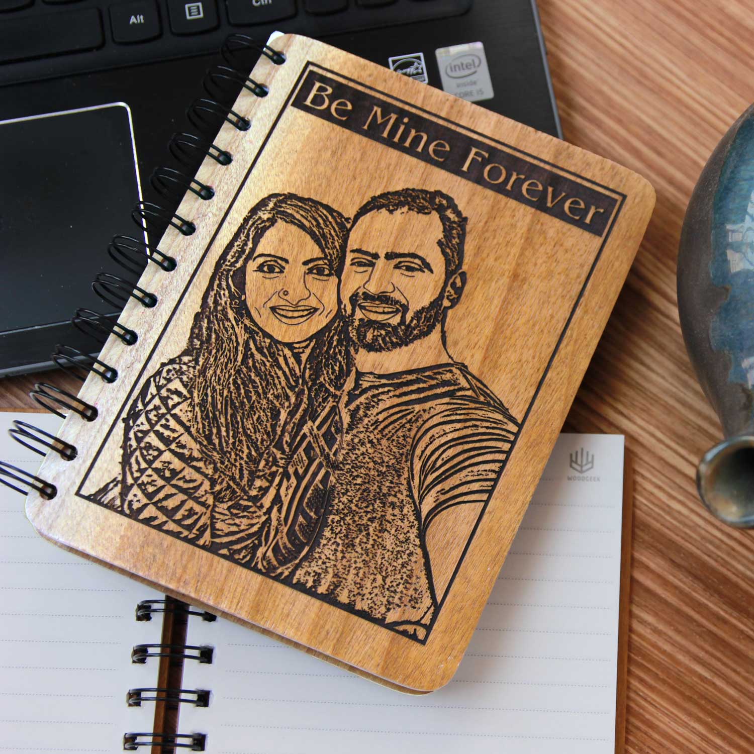 You Are Mine Forever – Personalized Wooden Love Diary with Engraved Photo - Image 2