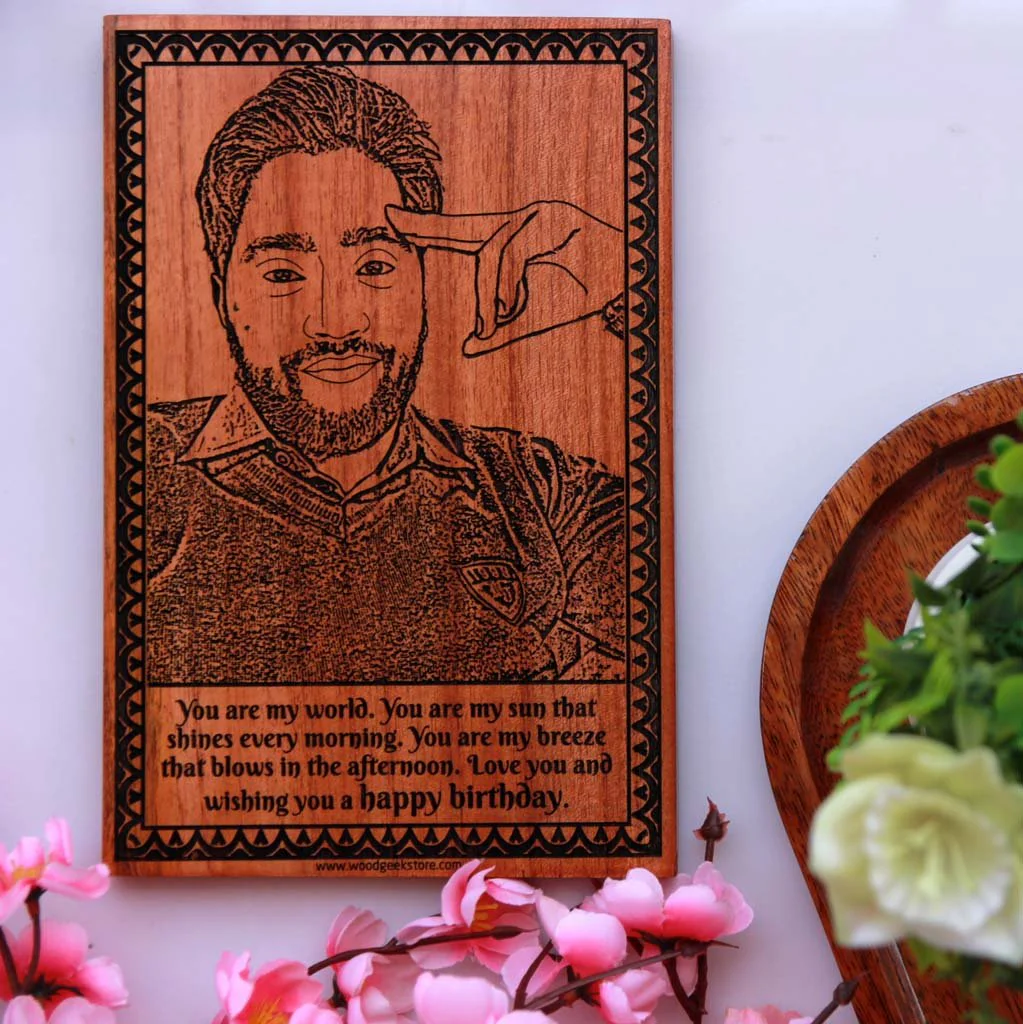 You Are My World Custom Engraved Wooden Frame For Birthday