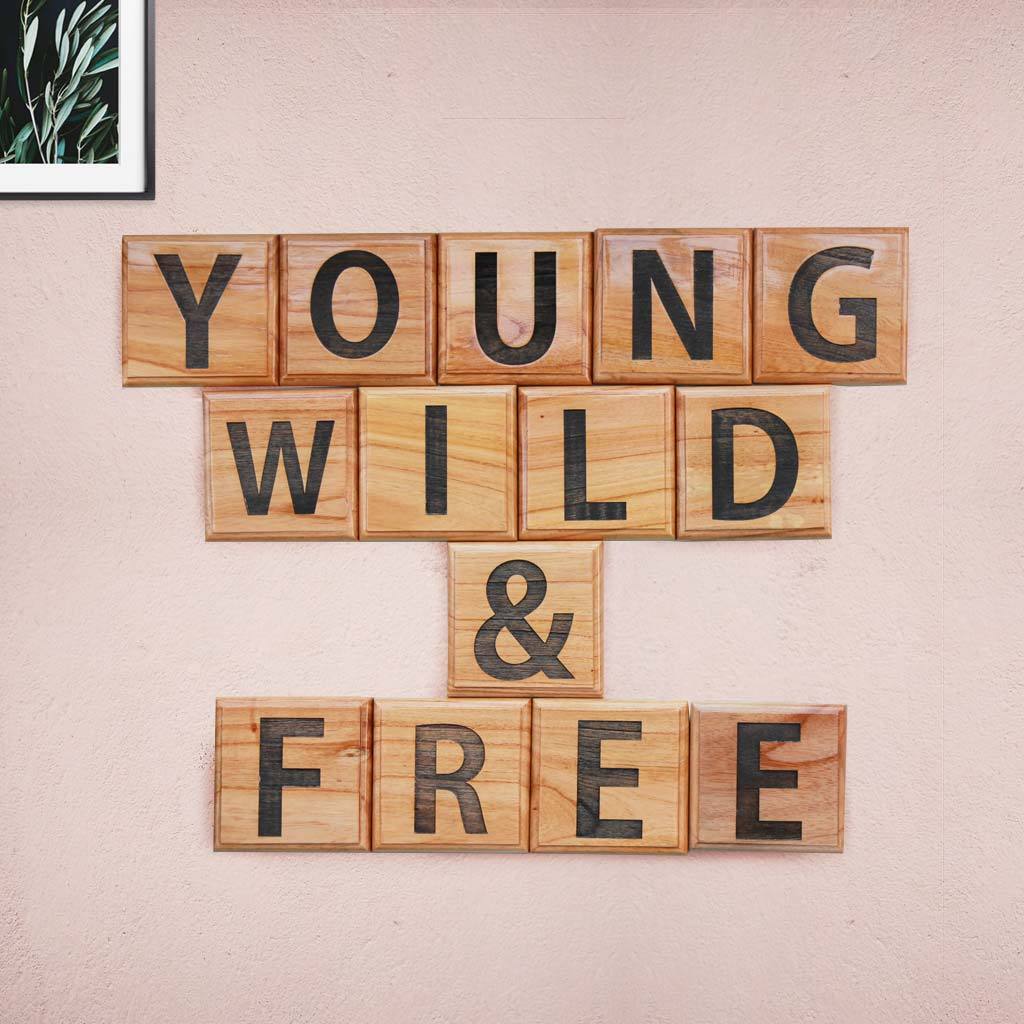 Young, Wild And Free Wooden Crossword Wall Art